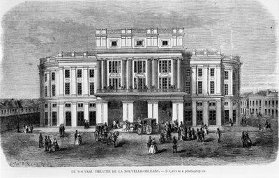 Das neue Theater in New Orleans, graviert nach einem Foto, 1859 von Michel C. and Gaildrau, Jules Fichot